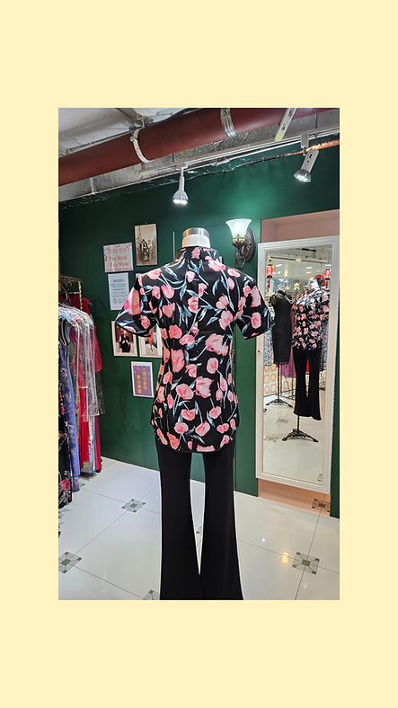 粉紅帝王花上衣 Pink Protea Qipao Style Top P-041