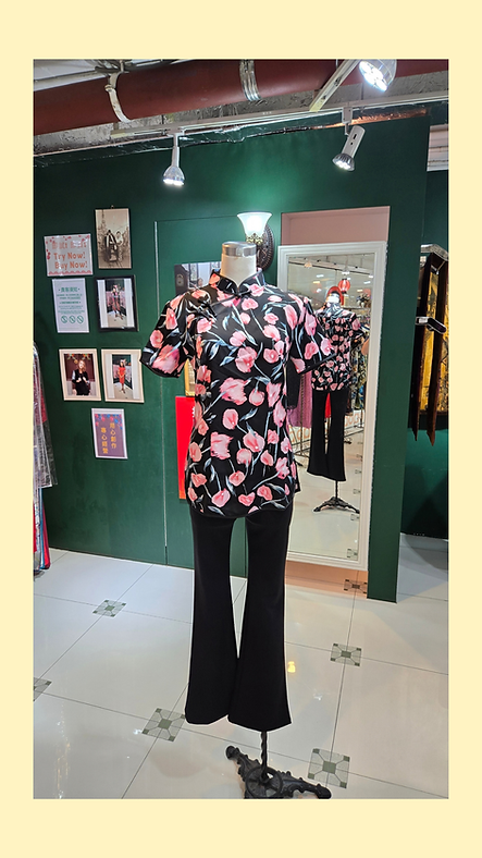 粉紅帝王花上衣 Pink Protea Qipao Style Top P-041