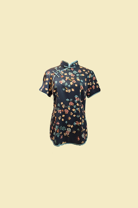 橙色玫瑰花旗袍款上衣 Rose in orange colour Qipao Top B-025