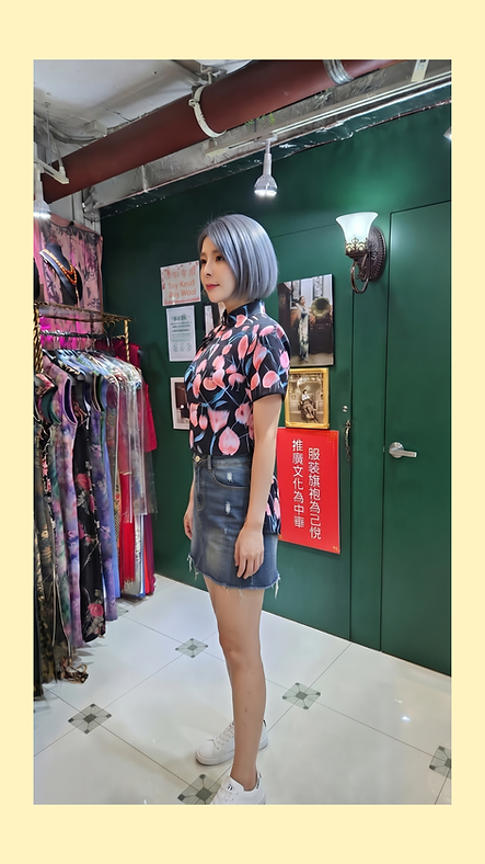 粉紅帝王花上衣 Pink Protea Qipao Style Top P-041