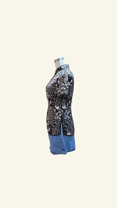 黑色小花上衣 Flower Bossom Qipao Top P-010
