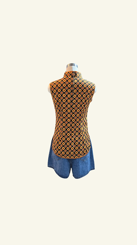 橙色菱形上衣 Orange Rhombus Qipao Top P-012