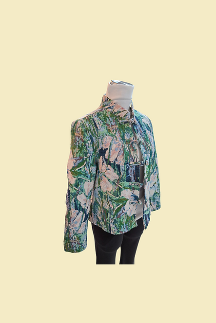 幻彩牛仔花布短外套 Symphony Denim WomanTang Suit Jacket L-015