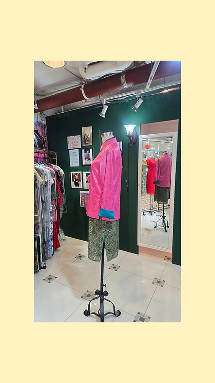 單面中性外套 (玫紅+綠色) Oriental pattern Jacket (Rose Red and Forest Green) NS-651