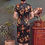 Thumbnail: 黑底紅玫瑰短旗袍 Short black qipao with red rose pattern P-030