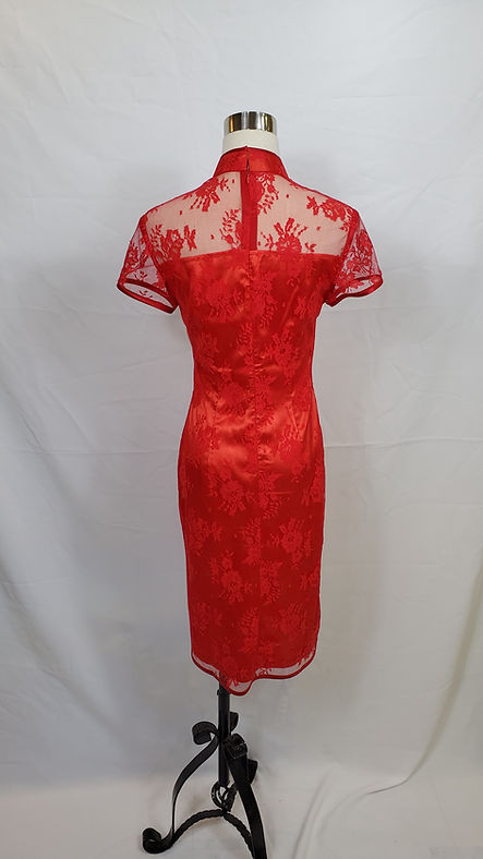 大紅蕾絲旗袍 Red Lace Qipao NS-530