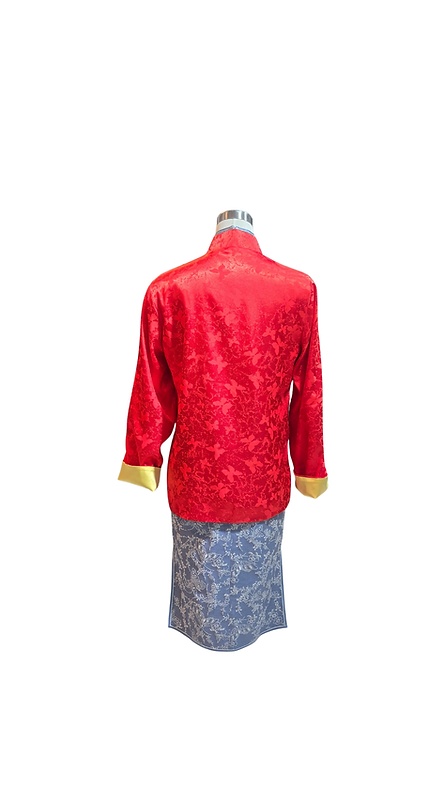單面中性外套 (紅+黃色) Oriental pattern Jacket (Red and Yellow) L-022