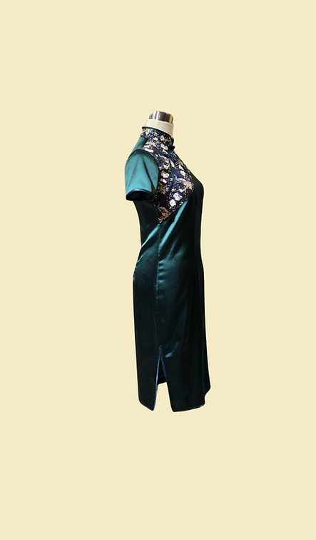 綠色仿醋酸旗袍 Green Faux Acetate cheongsam qipao EU-005
