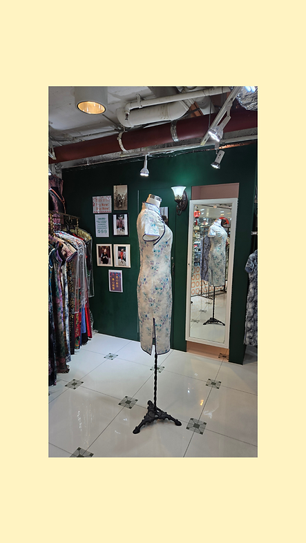 藍色小花短旗袍 Short blue floral qipao P-036
