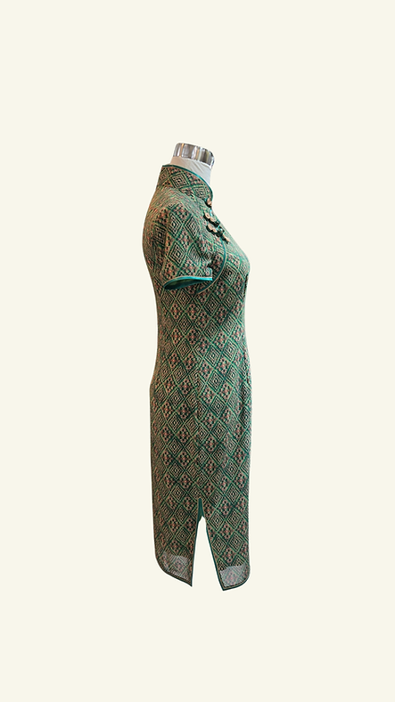 綠色菱形短旗袍 Green rhombus short qipao NS-649