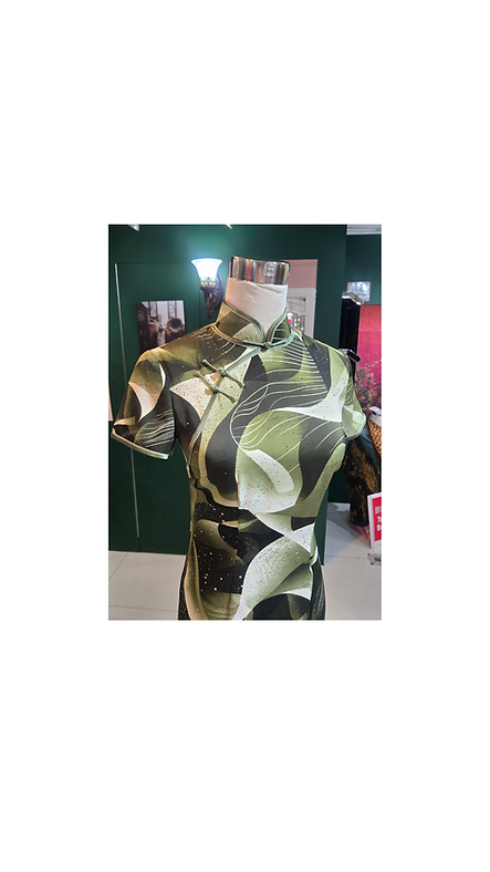 幾何水彩旗袍 Watercolor Palette Geometry short qipao P-019