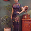 Thumbnail: 紫色花長旗袍 Purple Floral Long Qipao P-035
