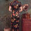 Thumbnail: 黑底玫瑰長旗袍 Long black qipao with red rose pattern P-030A
