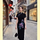 Thumbnail: 黑色仿絲絨手繪中長旗袍 Black faux velvet hand-painted mid-length cheongsam qipao NS-653