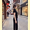 Thumbnail: 黑色仿絲絨手繪中長旗袍 Black faux velvet hand-painted mid-length cheongsam qipao NS-653