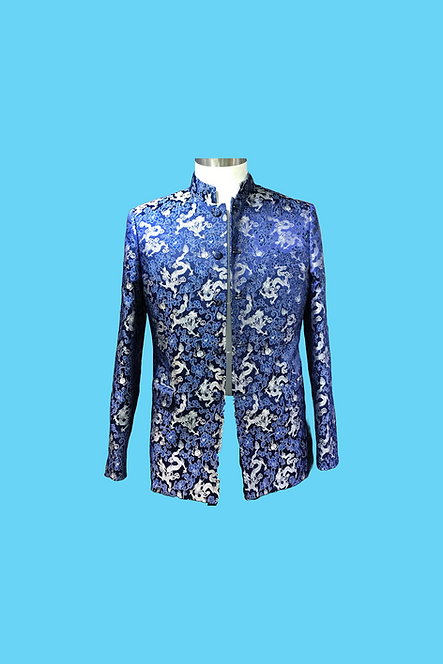 真絲混紡外套 (藍) Silk Dragon Jacket (Blue)  NS-029
