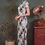 Thumbnail: 米黑色長旗袍 Beige and Black Floral Long Qipao P-037