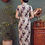 Thumbnail: 米色淺紫色水墨畫長旗袍 Long beige qipao P-034