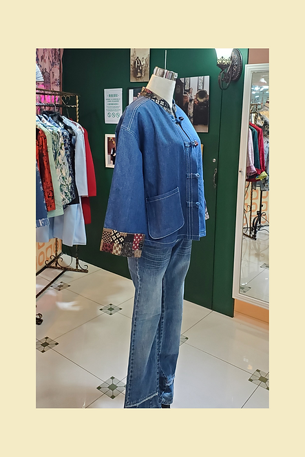 牛仔拼布短外套 Denim WomanTang Suit Jacket B-040