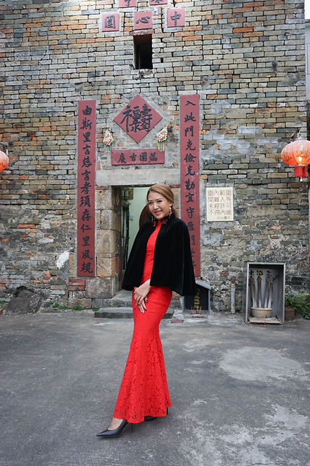 紅色蕾絲魚尾旗袍 Red Lace Long Qipao V003