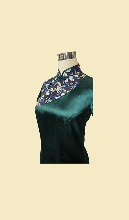 綠色仿醋酸旗袍 Green Faux Acetate cheongsam qipao EU-005