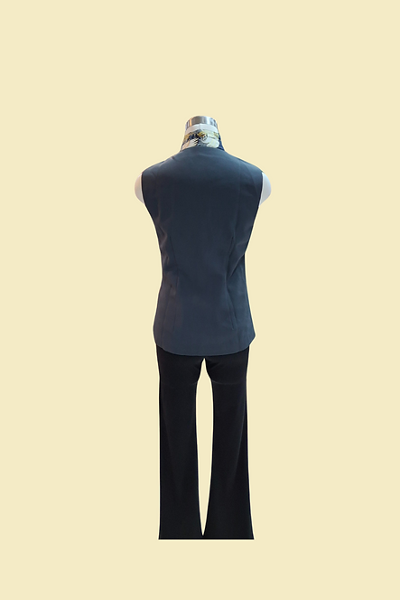 藍色金鳥拼布背心 Blue Gold Bird Patchwork Vest L-011