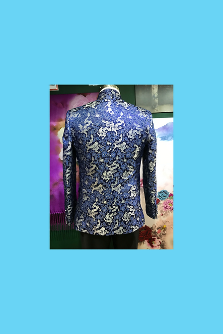 真絲混紡外套 (藍) Silk Dragon Jacket (Blue)  NS-029
