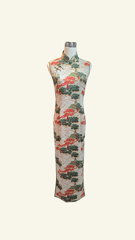 祥雲松樹長旗袍 Clouds and Pines Long Qipao P-009