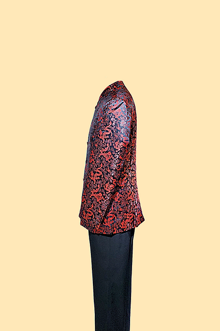 真絲混紡外套 (紅龍) Silk Dragon Jacket (Red)  NS-029D