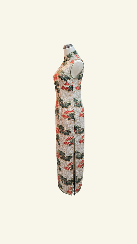 祥雲松樹長旗袍 Clouds and Pines Long Qipao P-009